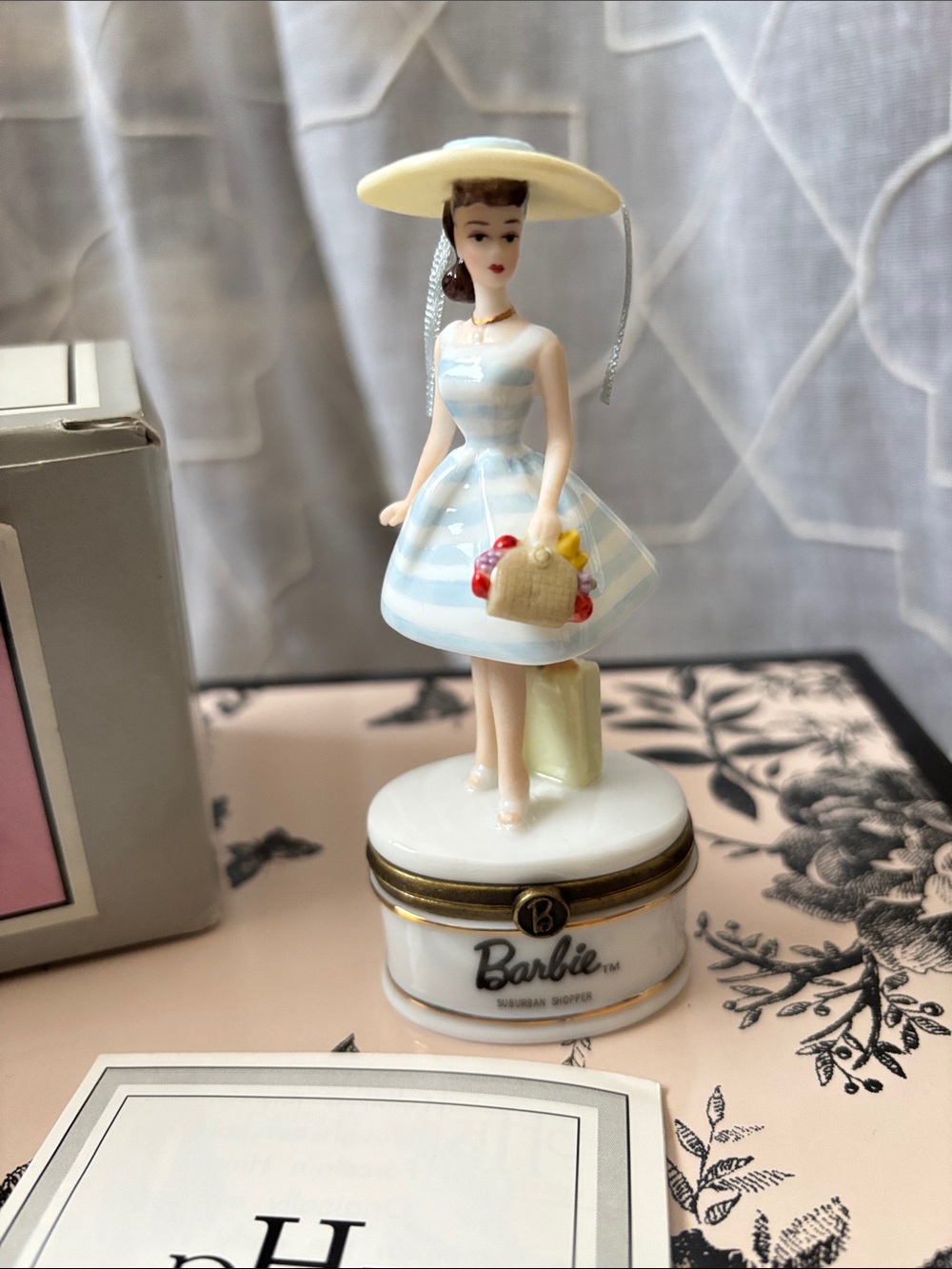 New Retired Barbie Suburban Shopper Porcelain Box—From 2001